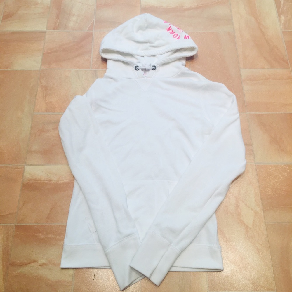 Aeropostale Women's White Basic Casual Pullover Hoodie Sweatshirt
